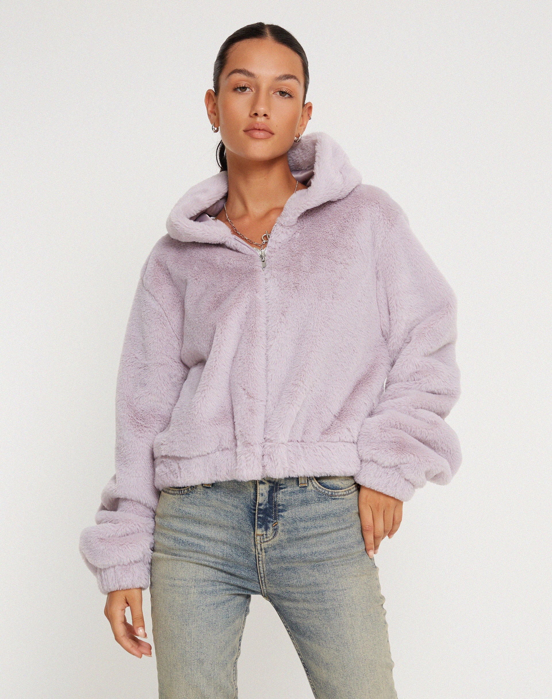 Image of Banowa Zip Up Jacket in Lilac