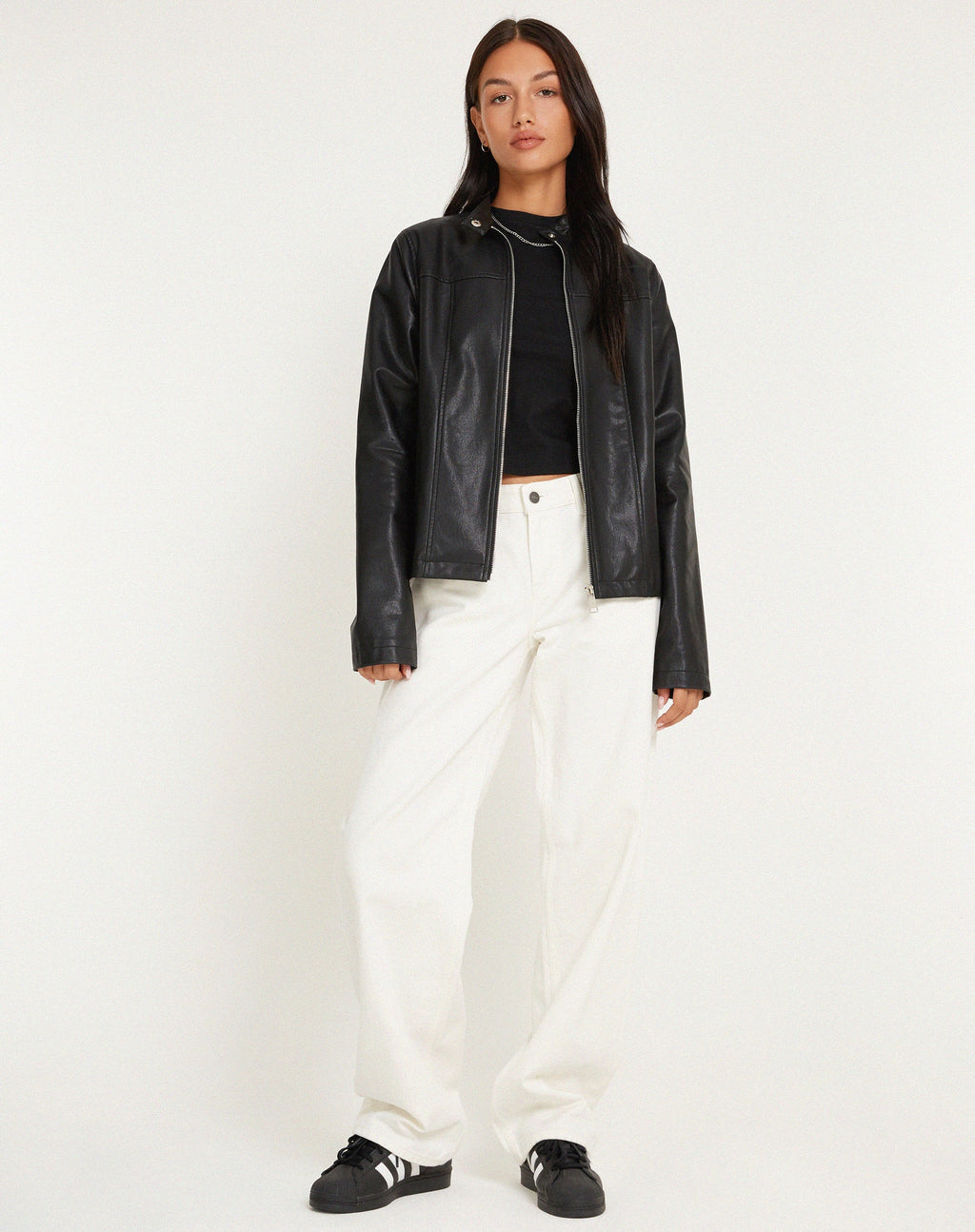 MOTEL X BARBARA Low Rise Parallel Jeans in True White