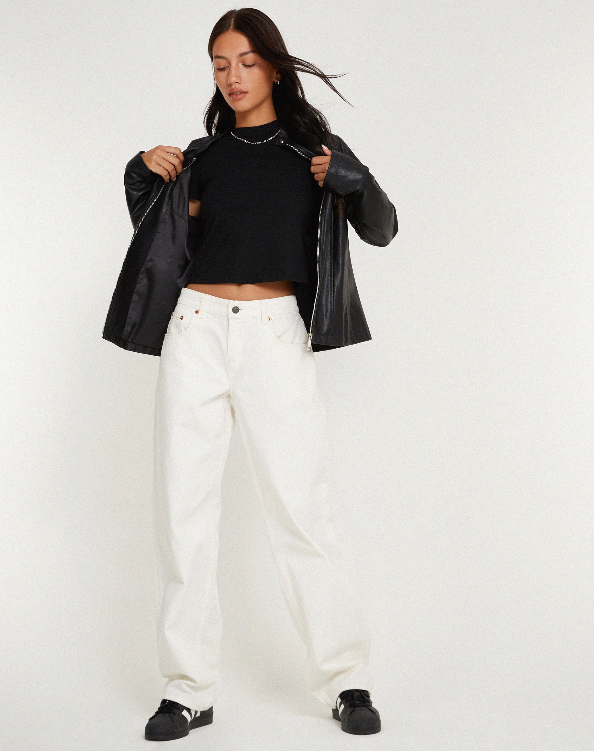White Low Waisted Straight Leg Jeans | Low Rise Parallel – motelrocks ...