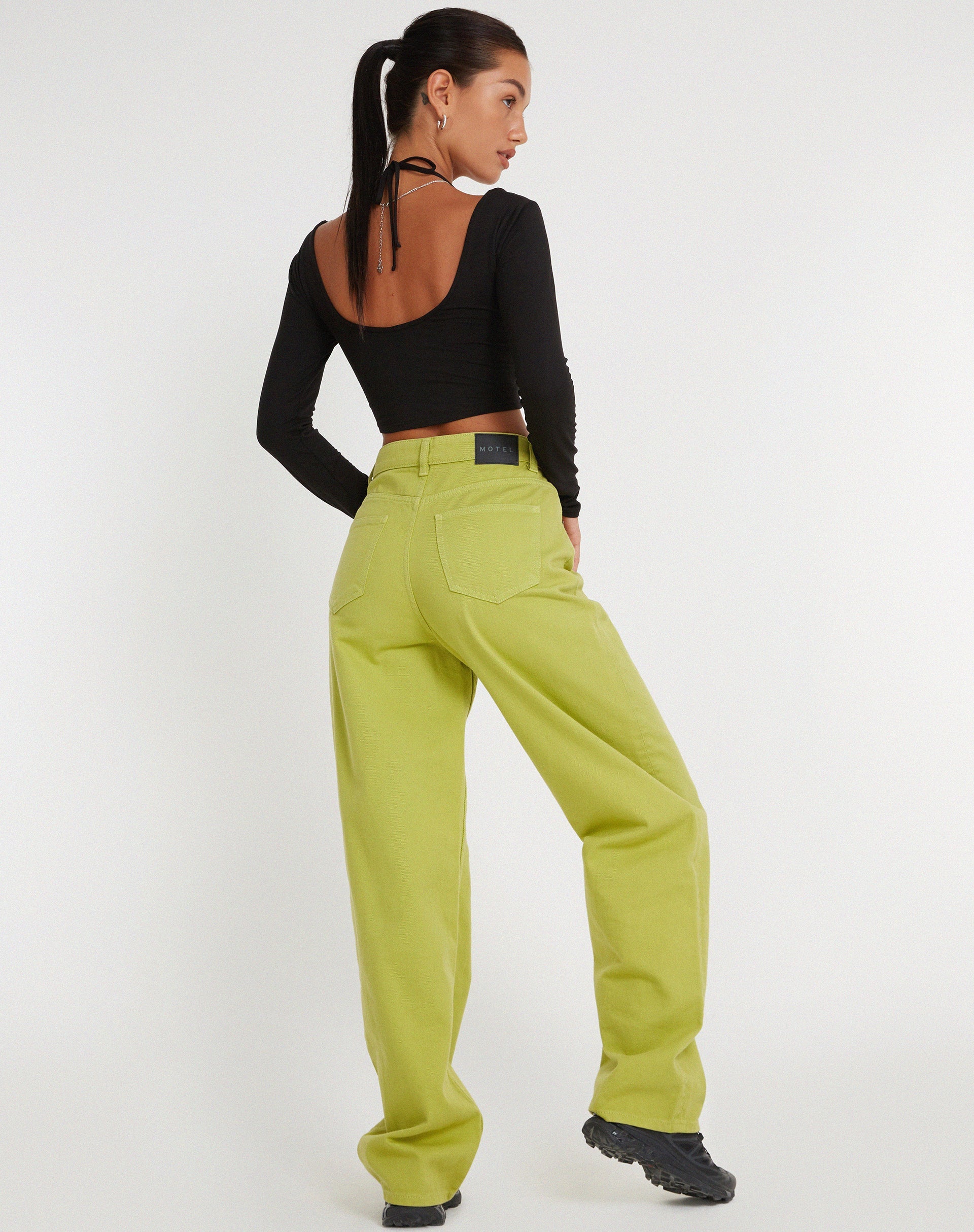 Green 90's Wide Leg Denim Jeans | Parallel – motelrocks-com-aus