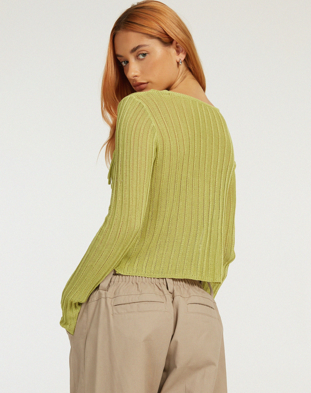 Potina Long Sleeve Cardi in Lime