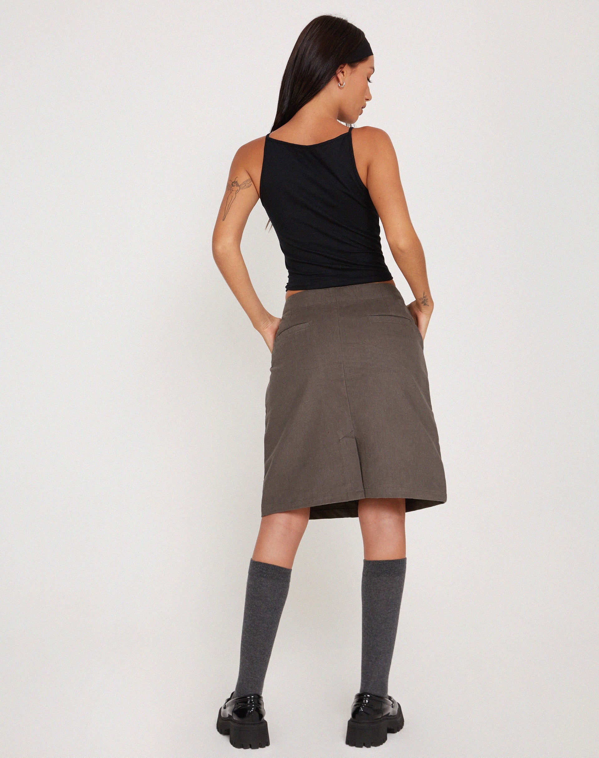 Image of Yahya Midi Skirt in Dark Grey