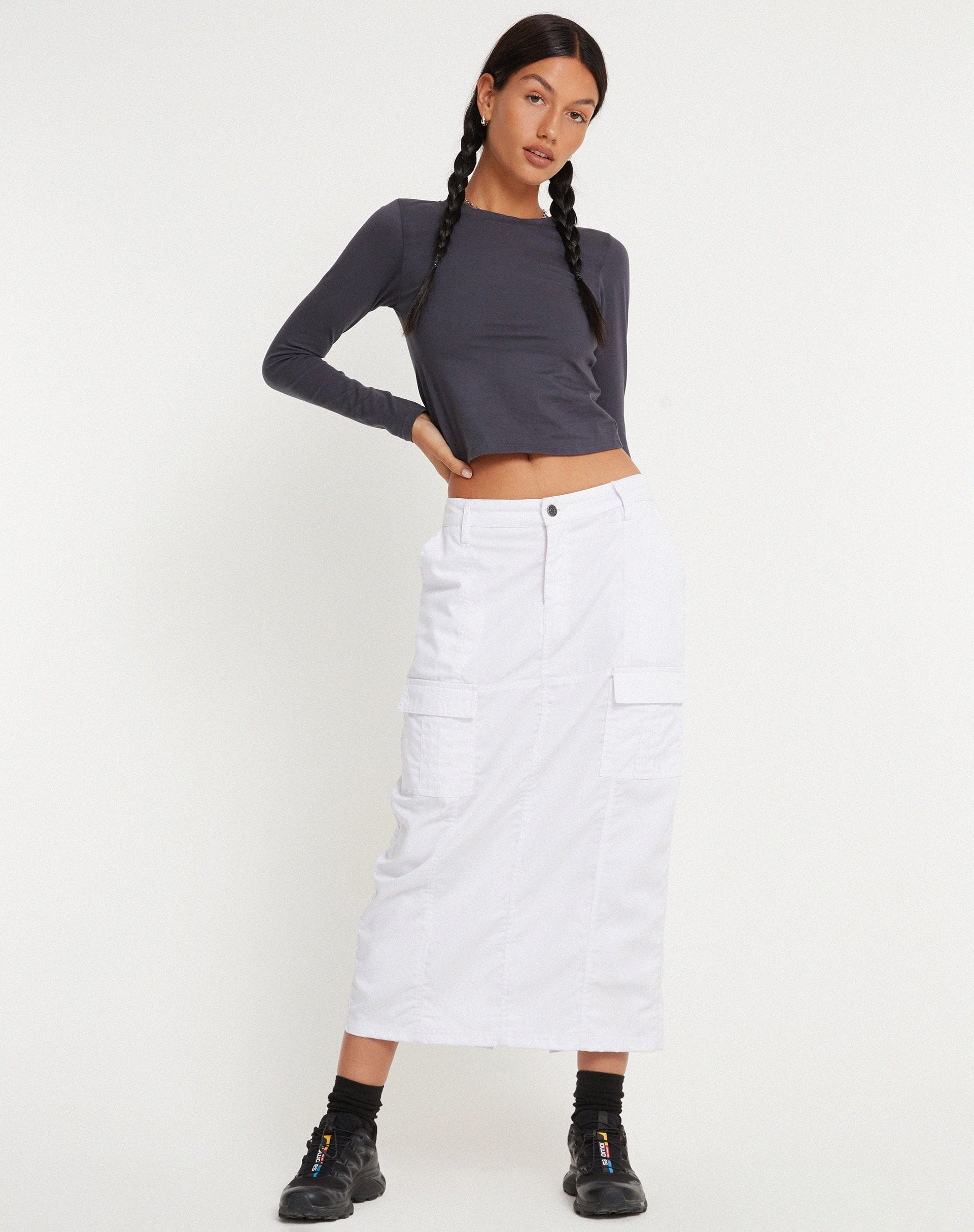 Image of Widya Cargo Maxi Skirt in White