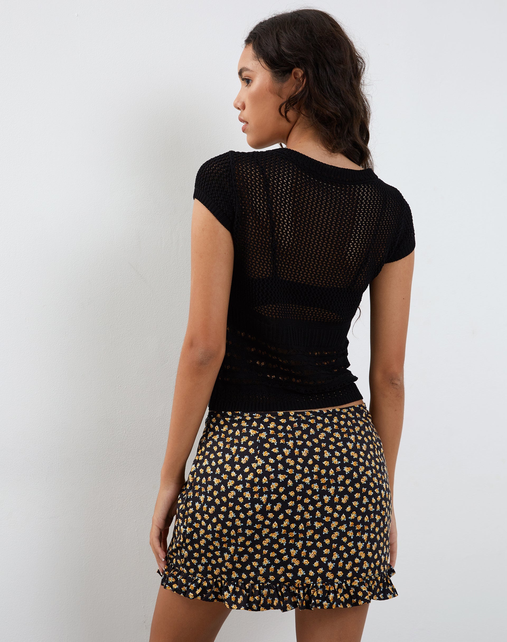 Image of Ribay Mini Skirt in Ditsy Floral Bronze