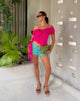 Image of Riksa Top in Chiffon Hot Pink with Drape