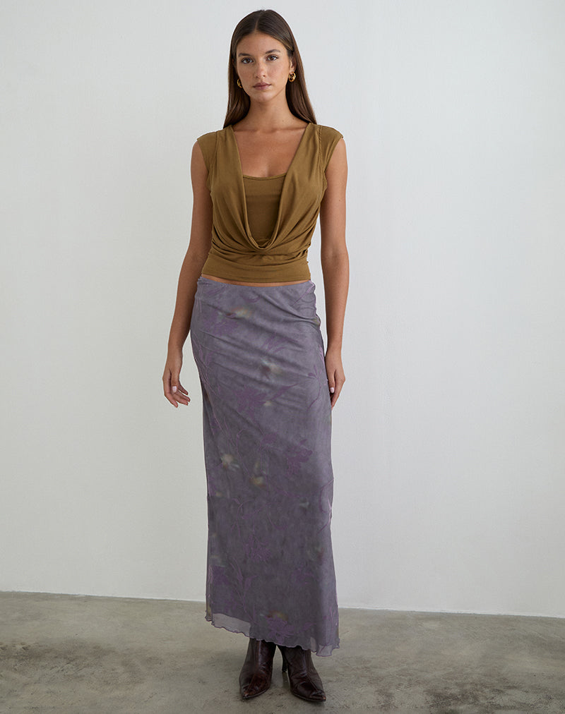 Image of Rinsha Cowl Top in Cupro Dark Yellow