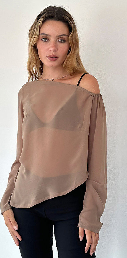 Image of Riot Top in Chiffon Light Brown
