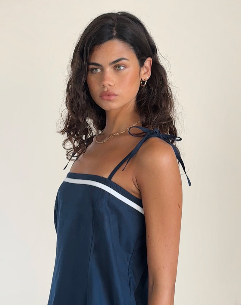 image of Rodha Cami Mini Dress in Poplin Navy