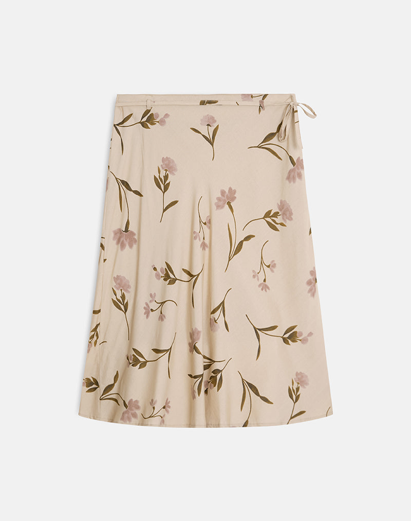 Image of Rohaya Midi Skirt in Bloom Leafy Taupe