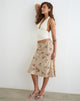 Image of Rohaya Midi Skirt in Bloom Leafy Taupe