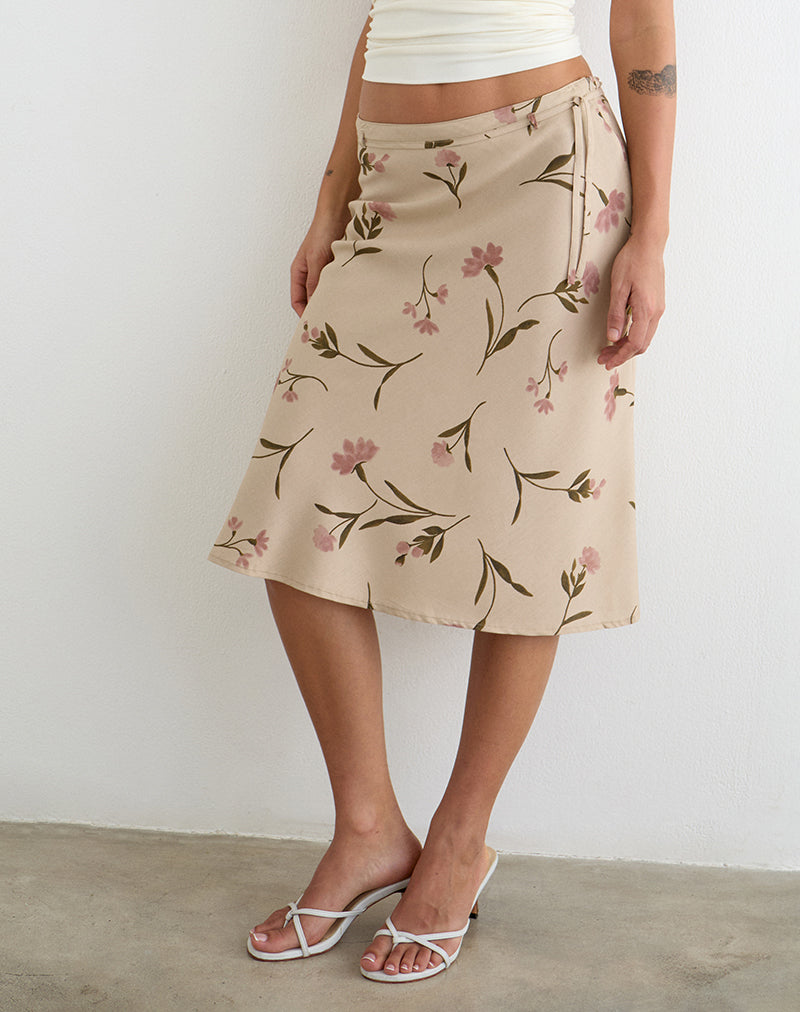 Image of Rohaya Midi Skirt in Bloom Leafy Taupe