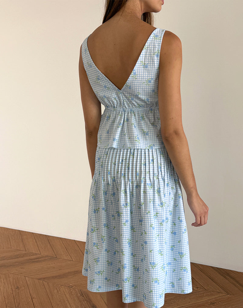 image of Rolia Cami Top in Blue Flower Gingham