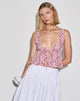 Image of Rolia Tie Front Top in Ditsy Floral Blush Red