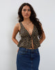 Image of Rolia Tie Front Top in Ditsy Floral Bronze