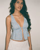image of Rolia Tie Front Top in Ditsy Rose Blue