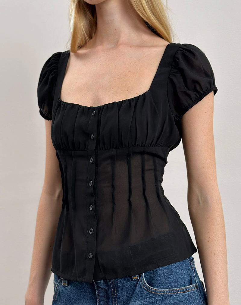 Rolina Blouse in Chiffon Black