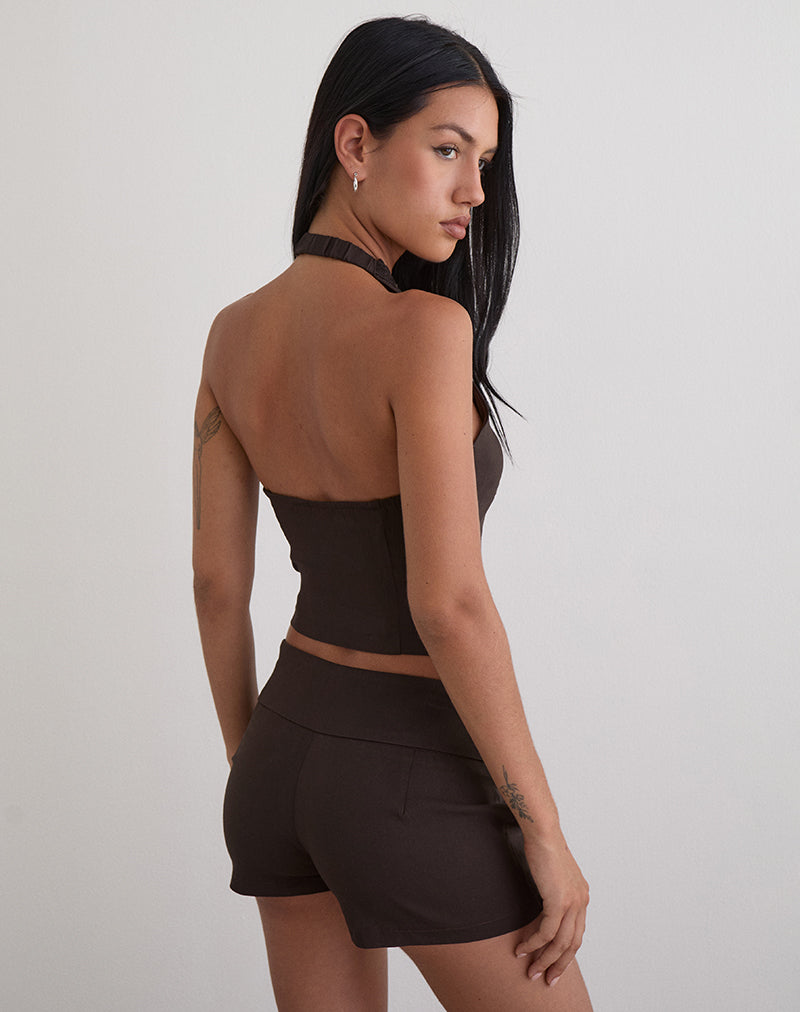 Image of Ronin Top in Lace Trim Tailoring Brown