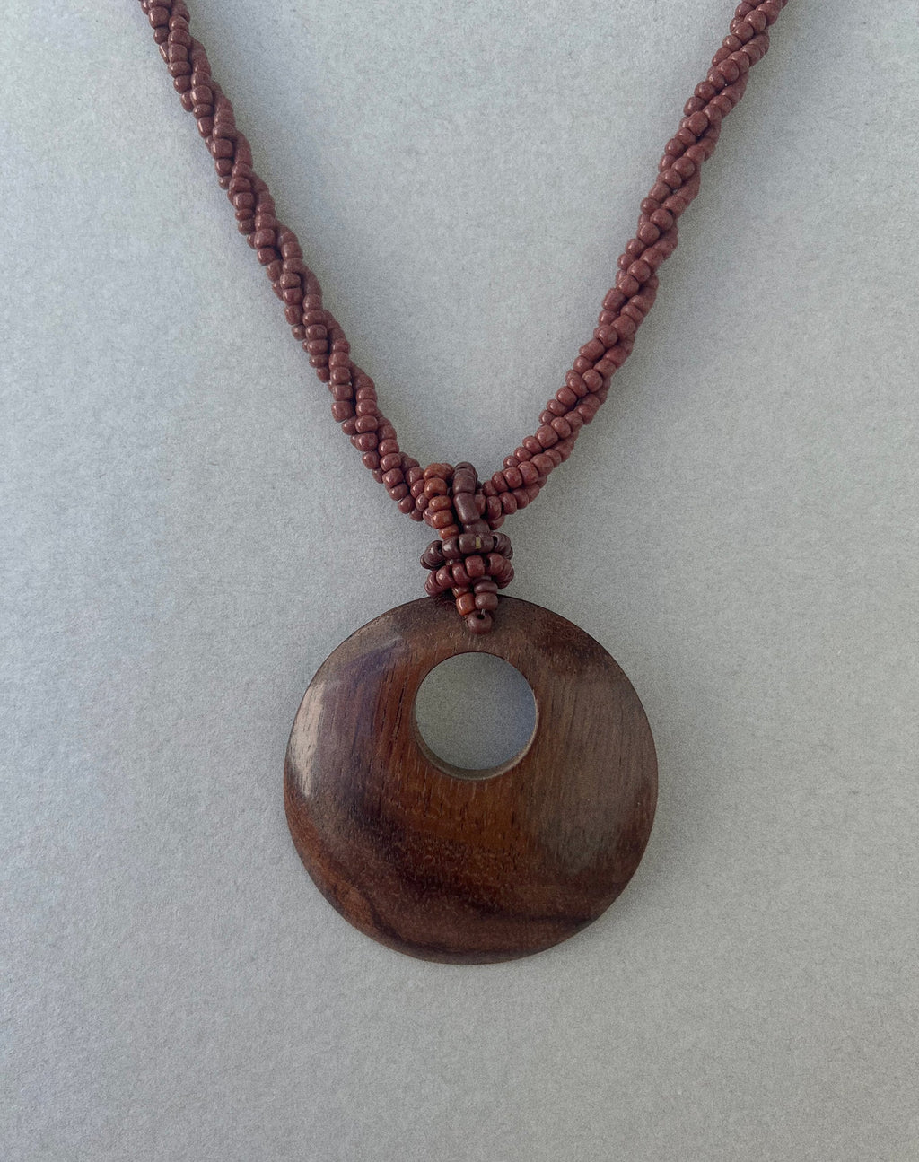 Ronji Necklace with Round Wooden Pendant