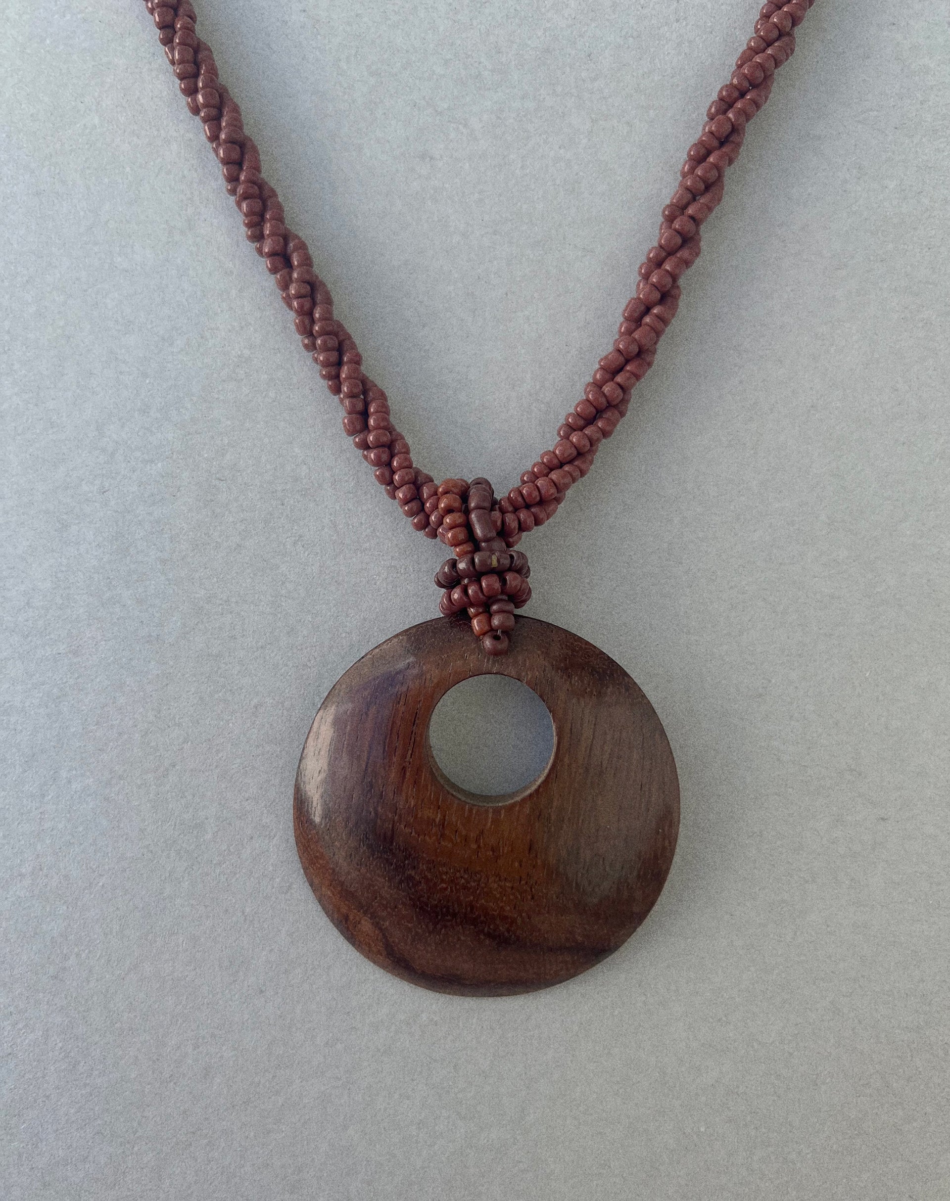 image of Ronji Necklace with Round Wooden Pendant