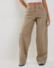 image of Roomy Low Rise Extra Wide Trousers in Pinstripe Stone