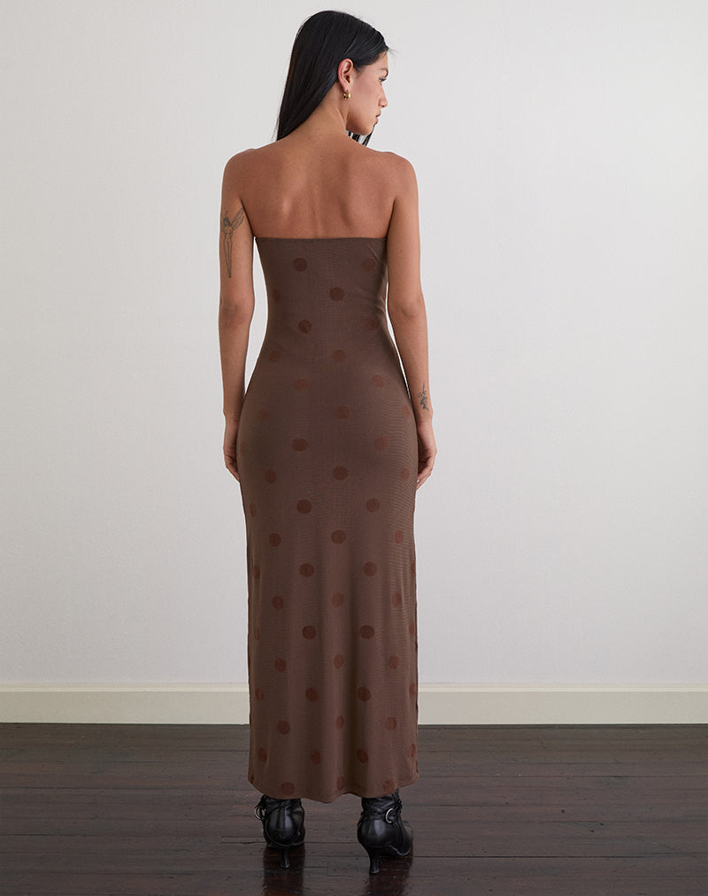 Image of Rosaga Maxi Dress in Big Polka Flock Brown