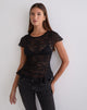 Image of Roselani Ruffle Hem Top in Lace Black