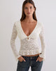 Image of Roselle Keyhole Long Sleeve Top in Lace Ivory