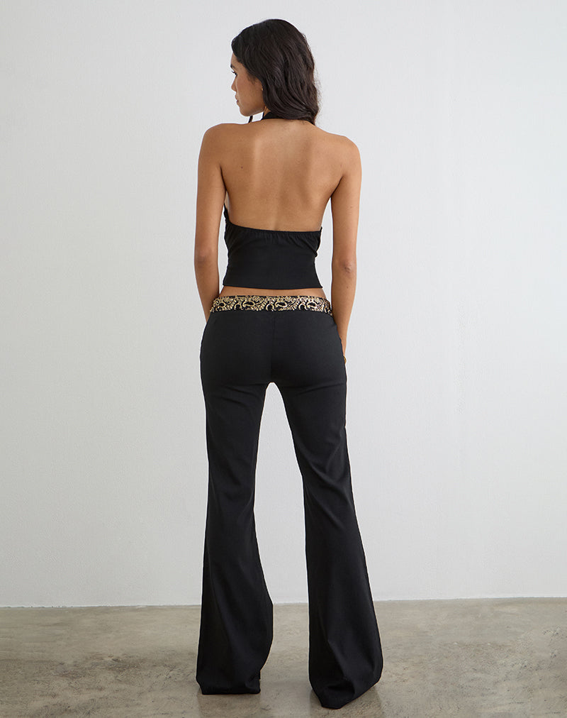 Image of Rosimo Flare Trouser in Black with Embroidered Sequin Trim
