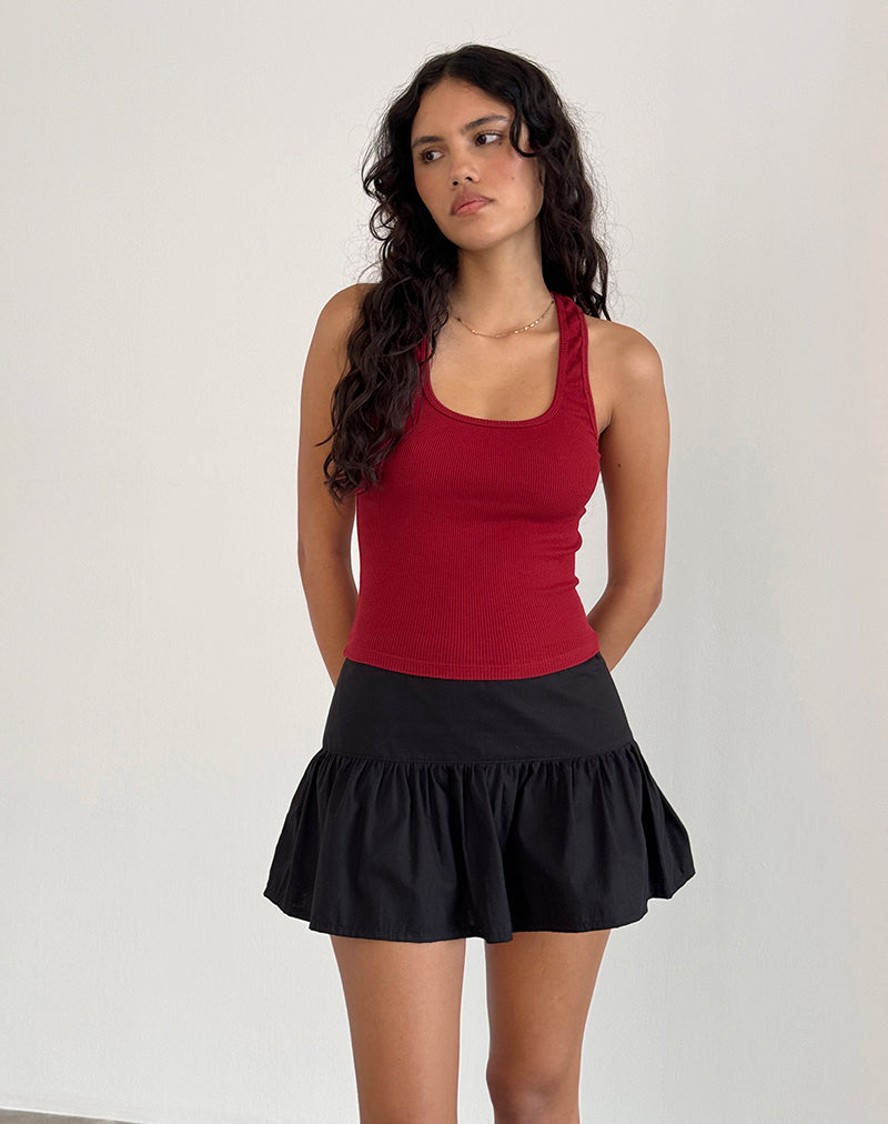 Roxe Ribbed Vest Top in Adrenaline Red