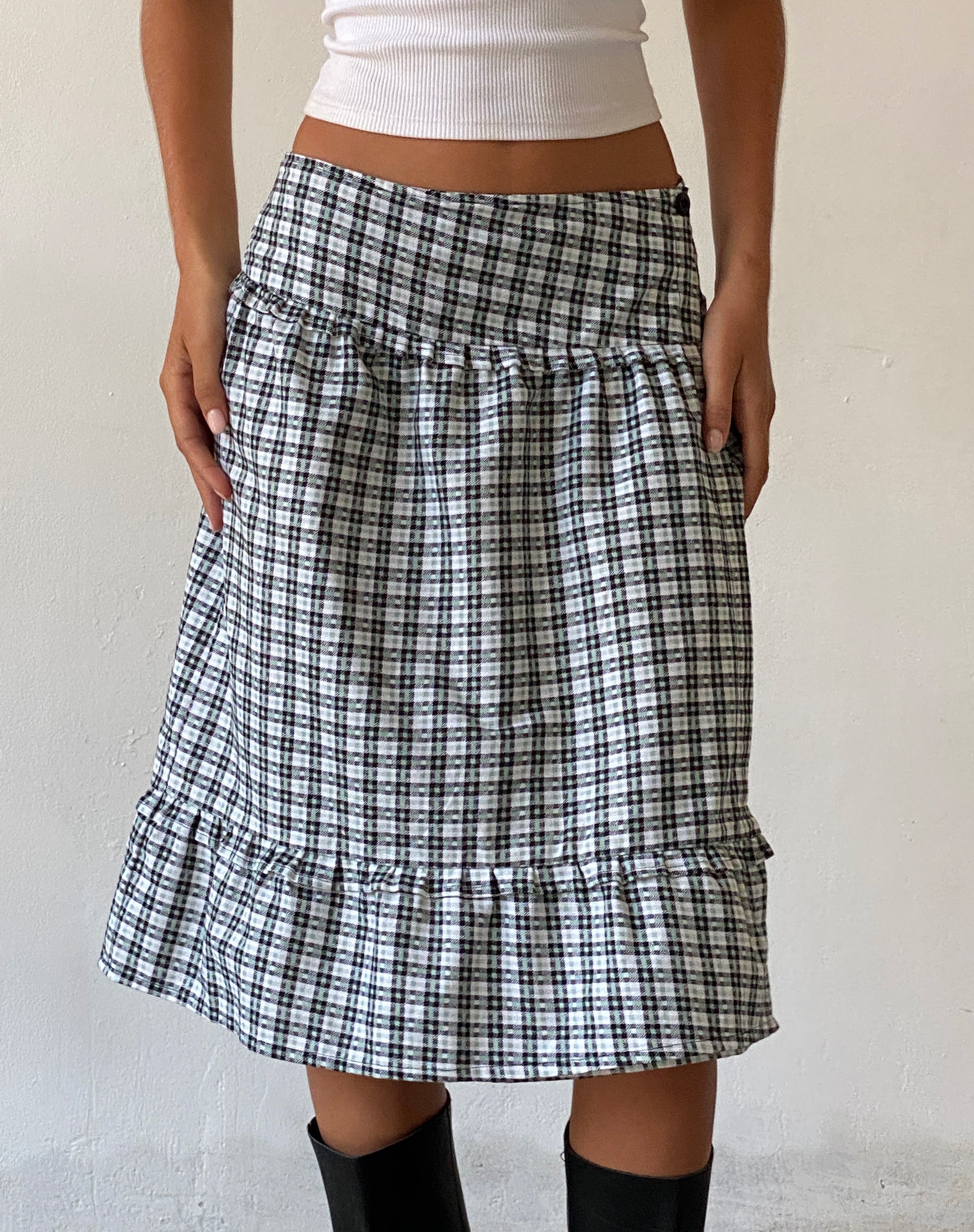 Checkered frill hem clearance skirt