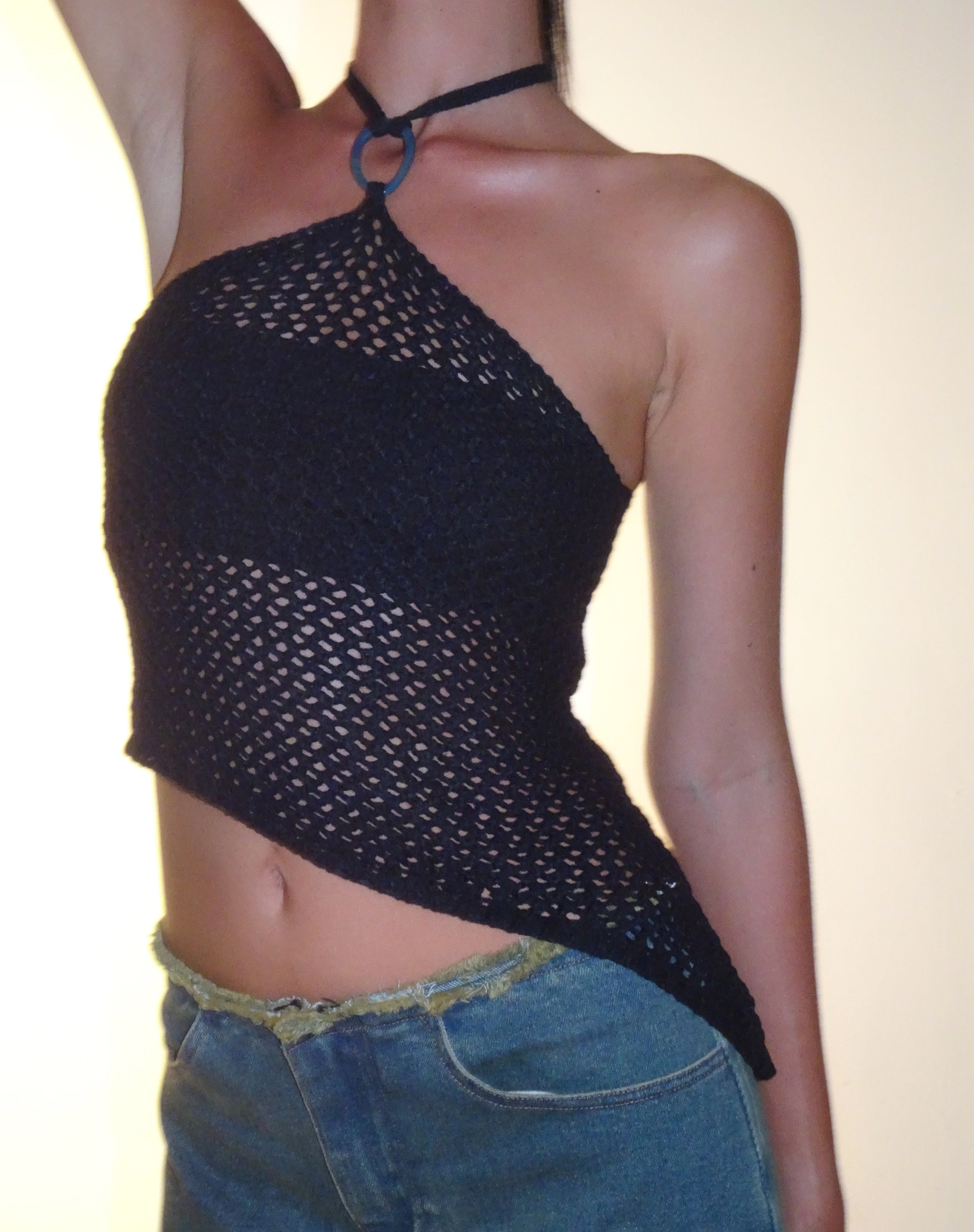 Image of Royani Halterneck Top in Black Knit