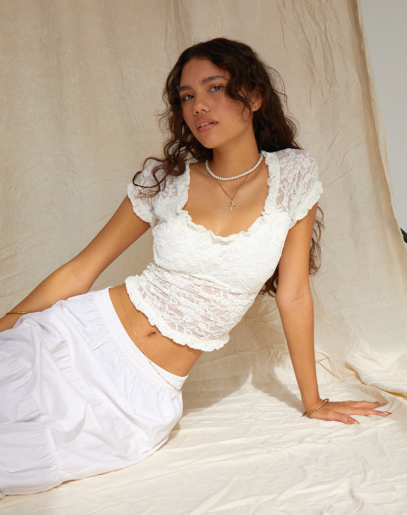 Image of Rufte Top in Lace Ivory