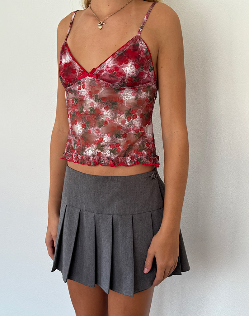 Rumaysa Top in Printed Lace Cherry