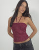 Image of Ruwi Halter Top in Sequin Knit Burgundy