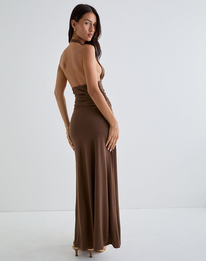 Image of Ryoko Maxi Dress in Cupro Dark Brown