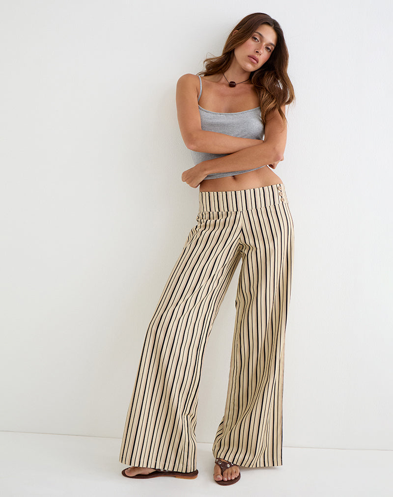 Image of Rysele Trouser in Neutral Stripe Beige