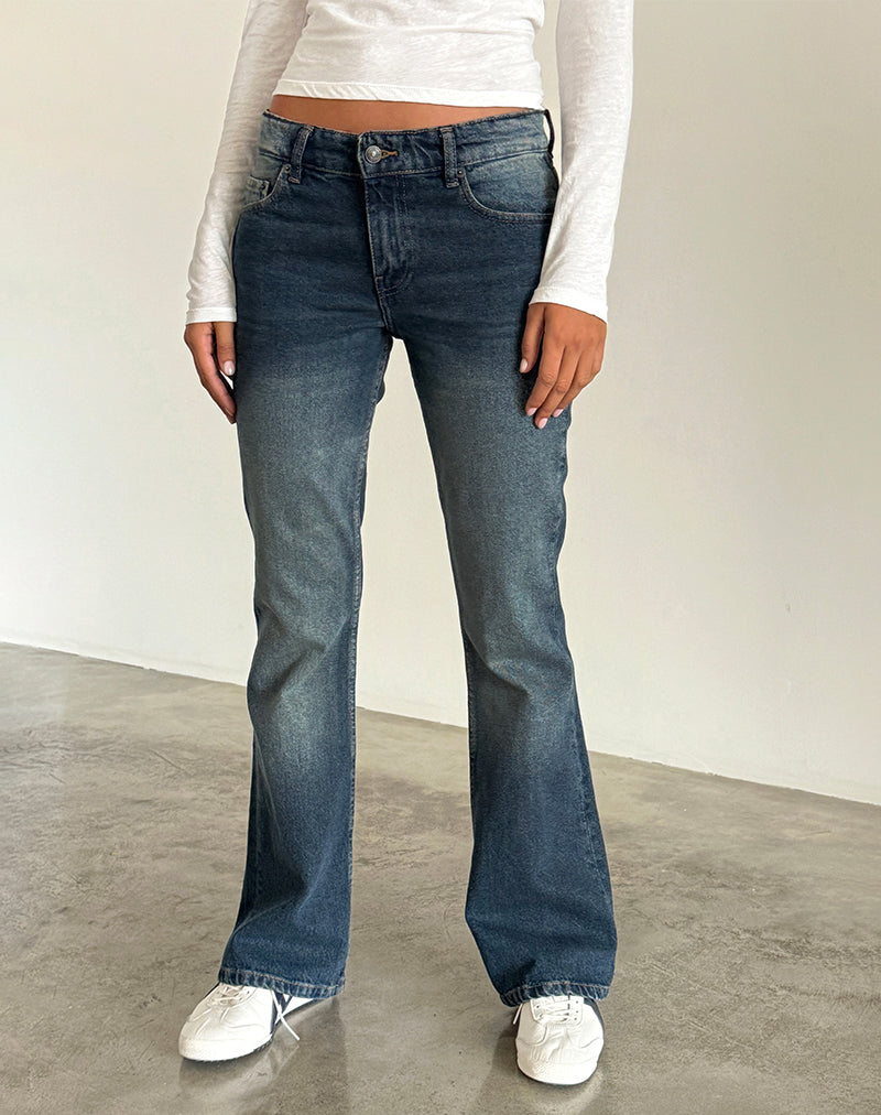 Image of Rigid Low Rise Flare Jeans in Dark Vintage