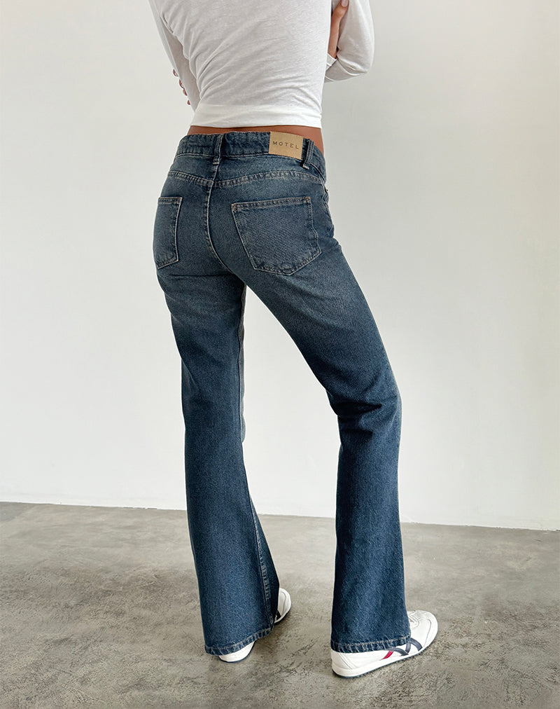 Image of Rigid Low Rise Flare Jeans in Dark Vintage