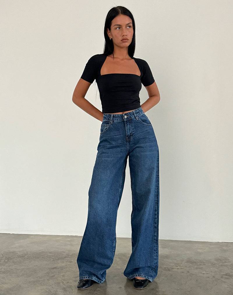 Roomy Extra Wide Jeans in Mid Blue Used
