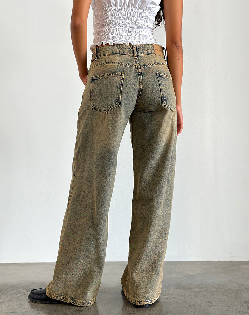 Image of Roomy Extra Wide Leg Low Rise Jeans in Sandy Blue Acid