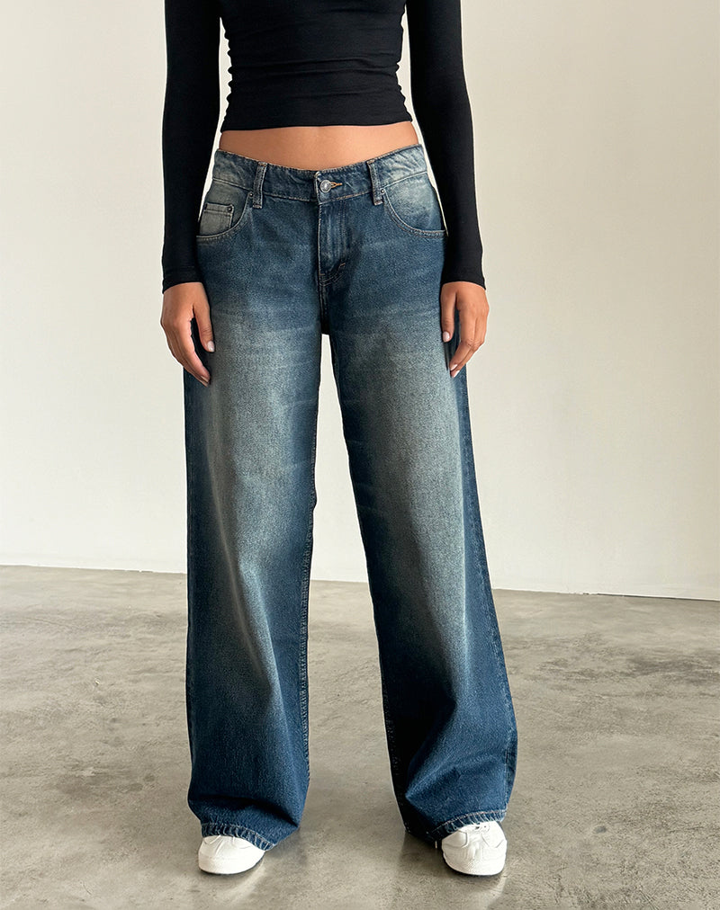 Image of Roomy Extra Wide Low Rise Jeans in Dark Vintage