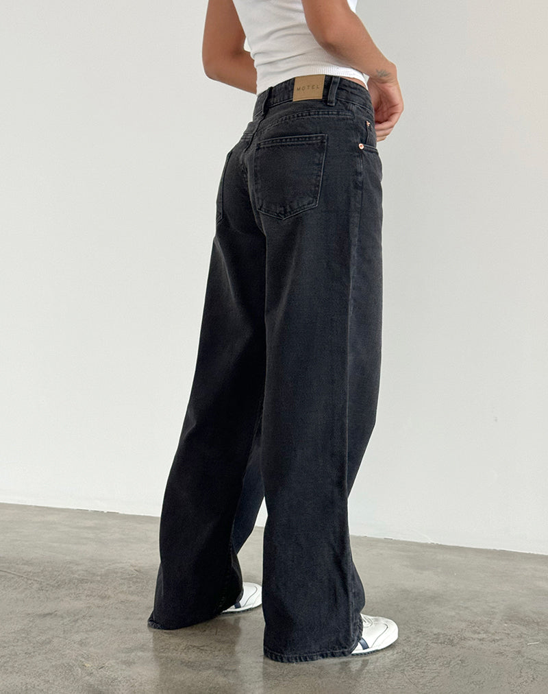 Roomy Extra Wide Low Rise Jeans in Washed Black