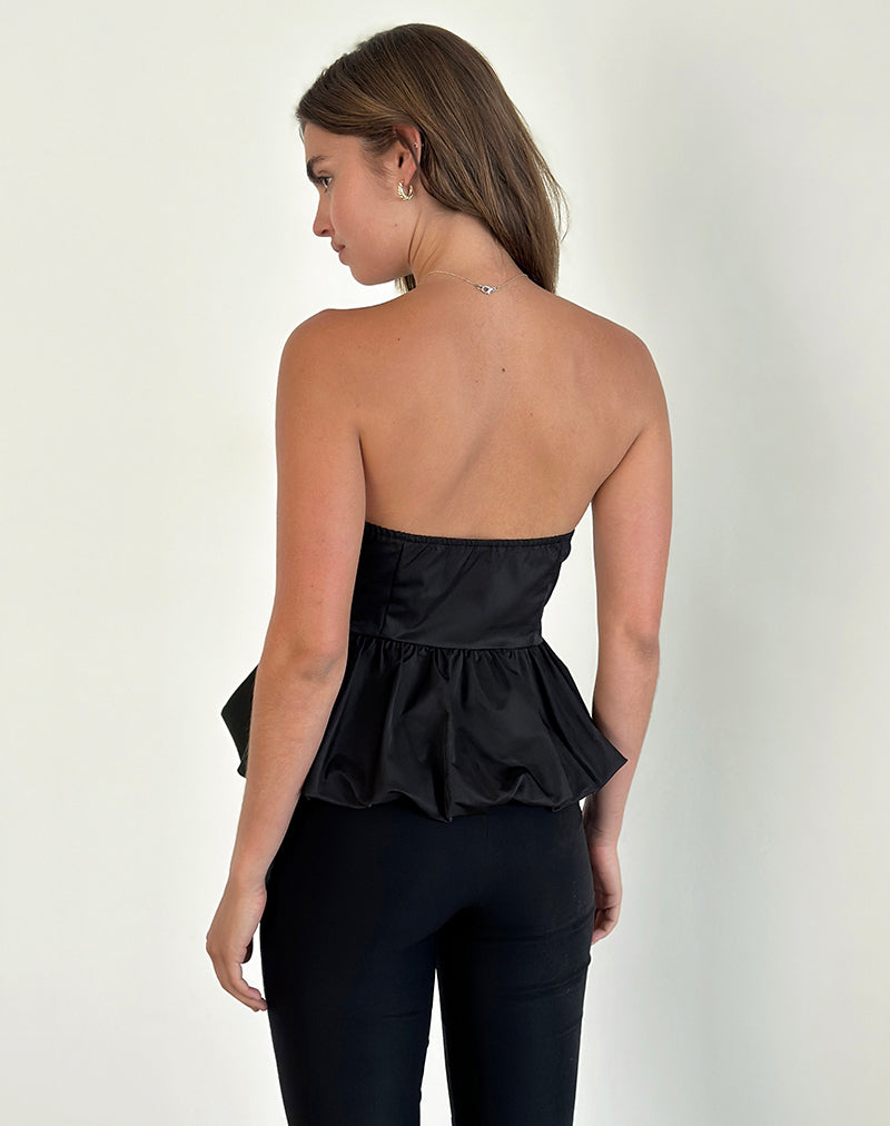 Image of Sabita Puffball Bandeau Top in Black