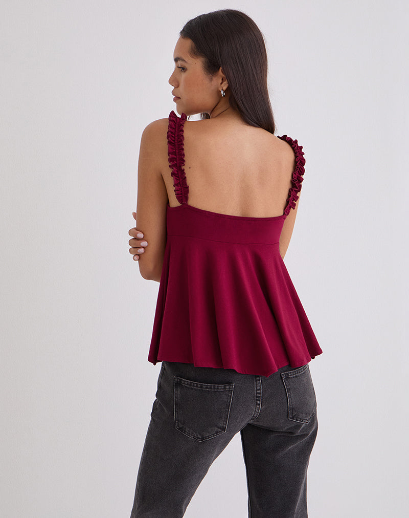 Image of Sable Floaty Cami Top in Jersey Burgundy