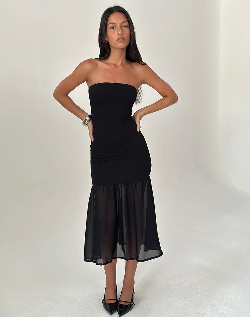 Image of Sachiko Bandeau Maxi Dress in Chiffon Jersey Black