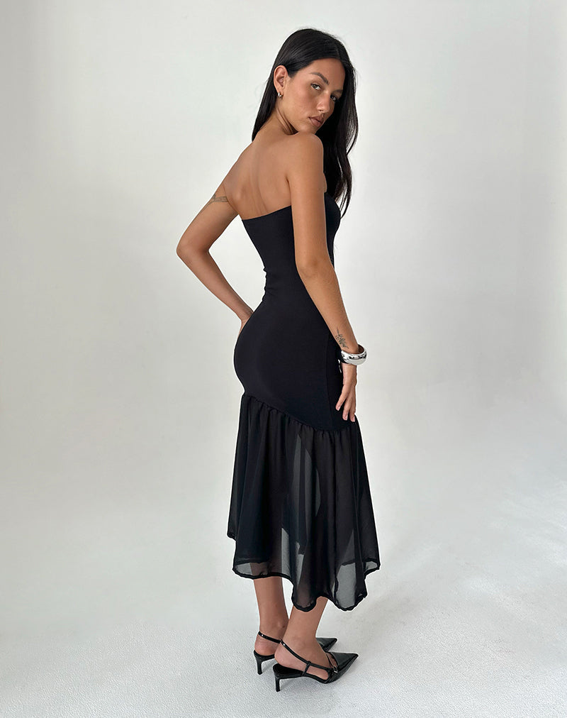 Image of Sachiko Bandeau Maxi Dress in Chiffon Jersey Black