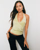 Image of Sadara Drape Halter Top in Green Leopard