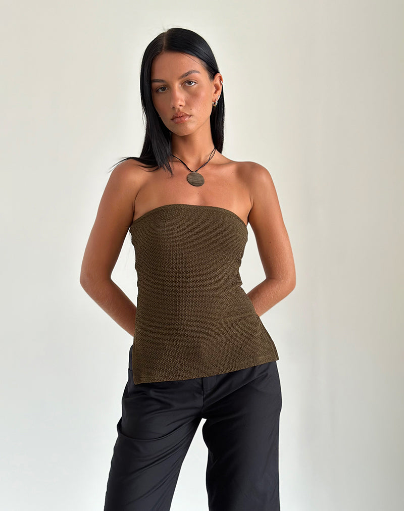 Image of Sadi Tube Top in Textured Chocolate