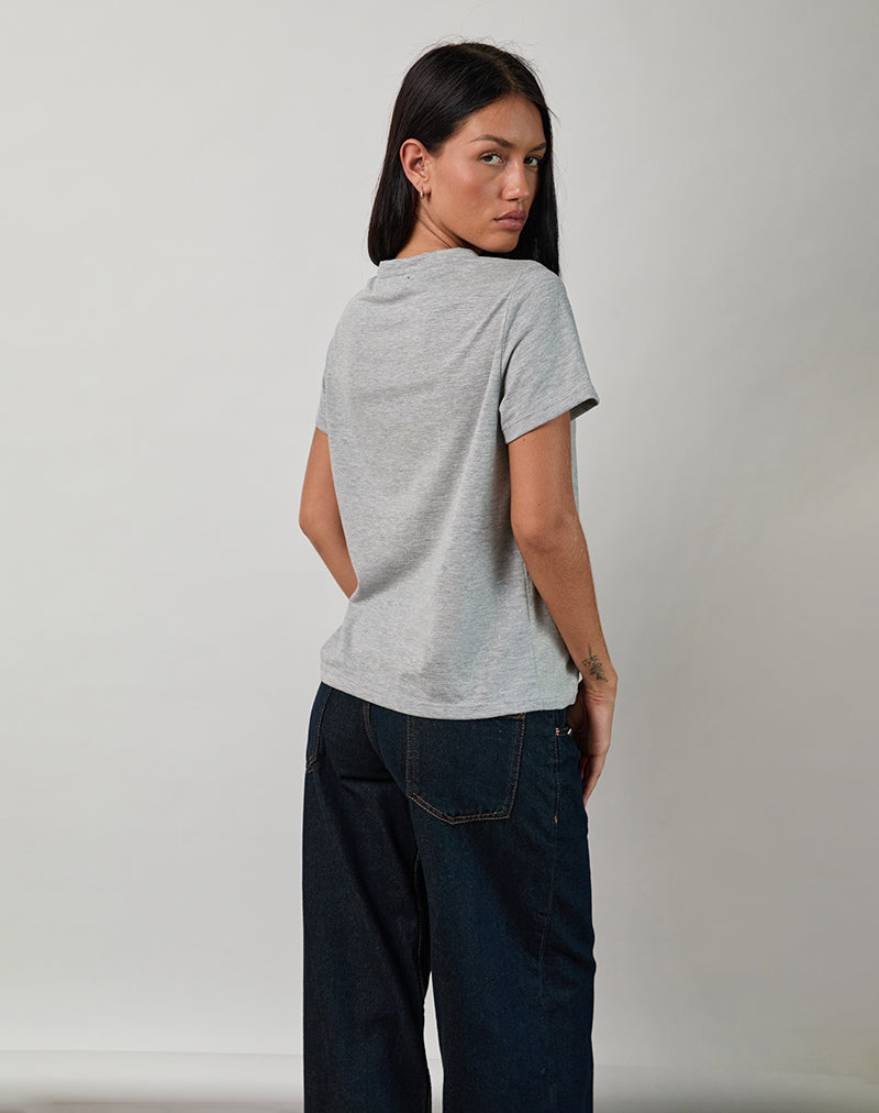 Grey Marl Tee with 'I Love OOO Printed Graphic | Saki – motelrocks-com-aus