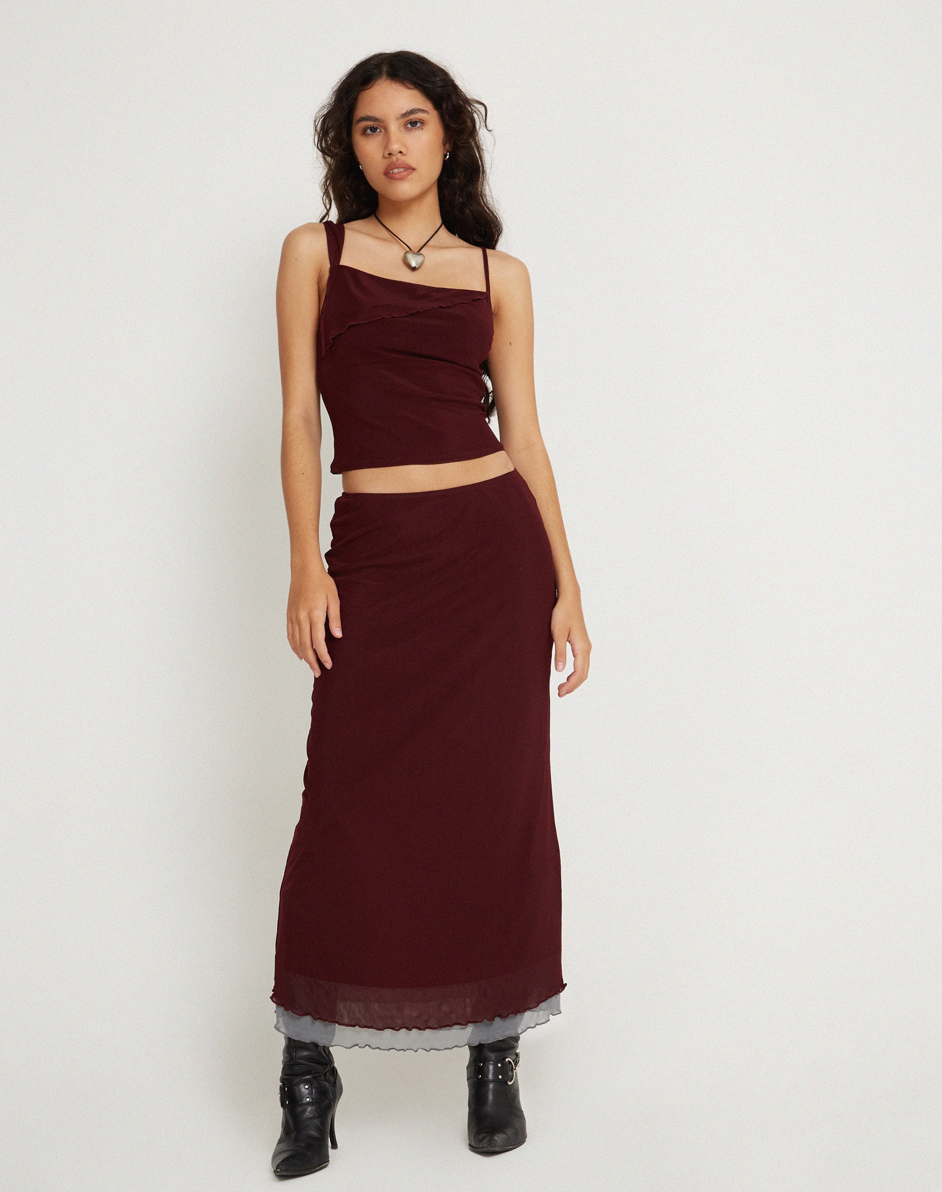 Maroon skirt maxi hotsell